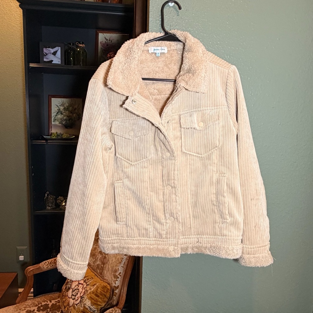 Grace & Lace Sherpa-Lined Corduroy Jacket – Size M